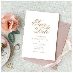 Minimal Simple Gold Romantic Script Wedding Save The Date