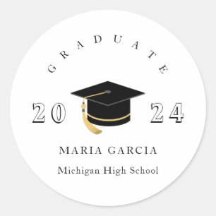 Minimal Simple Graduation Classic Round Sticker