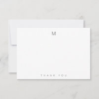 Minimal Simple Grey Monogram Thank You Note Cards