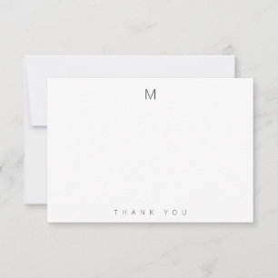 Minimal Simple Grey Monogram Thank You Note Cards