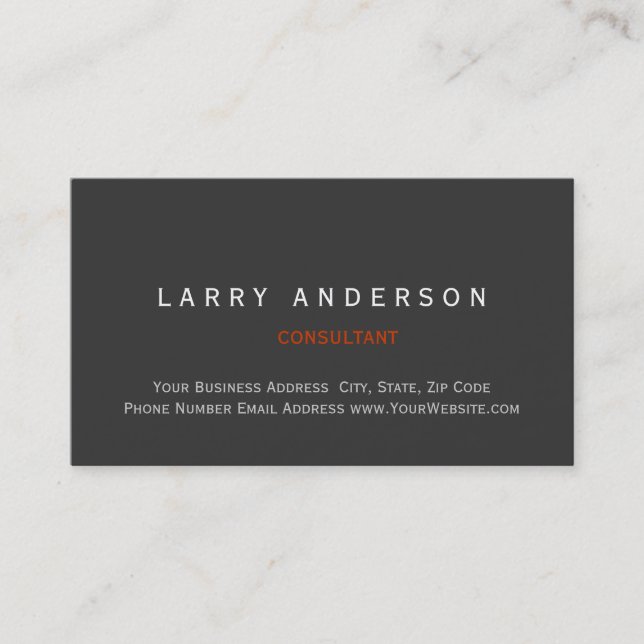 Minimal Simple Grey Plain Consultant Business Card (Front)