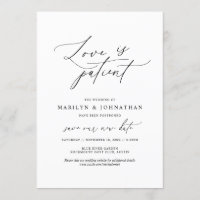 Minimal Simple, Love is patient, wedding postponed
