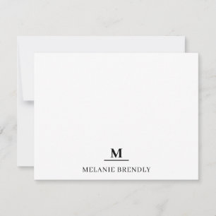 Minimal Simple Modern Monogram Flat Note Card