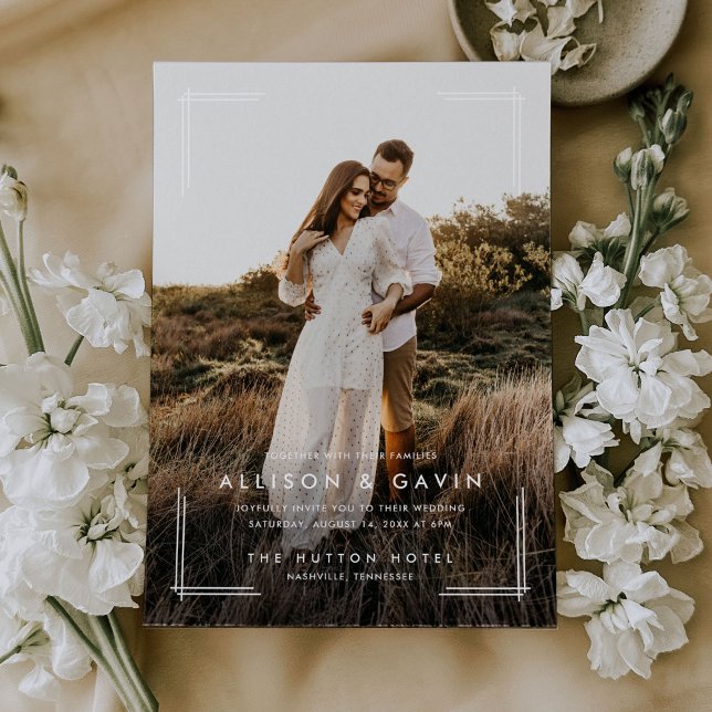 Minimal Simple Modern Type Two Photo Wedding Invitation (Creator Uploaded)
