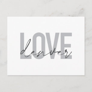 Minimal, simple, modern, urban design Love Denver Postcard