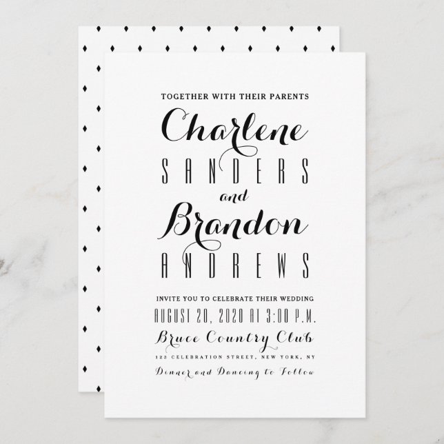 Minimal Simple Moderne Élégant Mariage Invitations (Devant / Derrière)