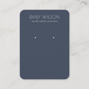 Minimal Simple Navy Blue Dark Earring Display Business Card