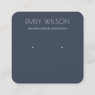 Minimal Simple Navy Blue Dark Earring Display Square Business Card