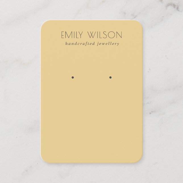 Minimal Simple Ochre Yellow Muted Earring Display Business Card (Front)