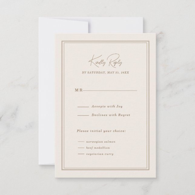 Minimal Simple Ornate Frame Response Card (Front)