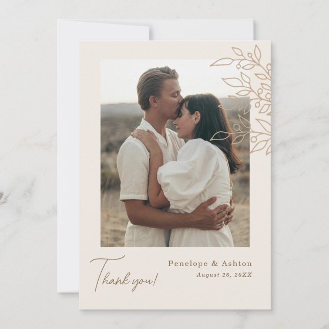 Minimal Simple Ornate Frame Thank You Card (Front)
