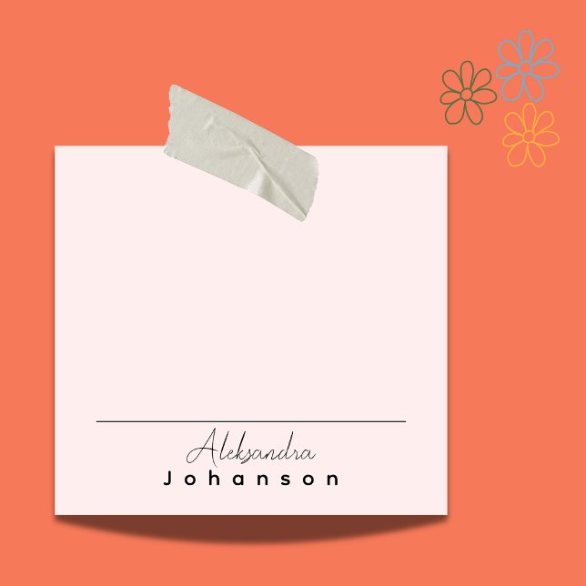 Minimal Simple Personalizable Name On Pink Blush Post-it Notes (Creator Uploaded)