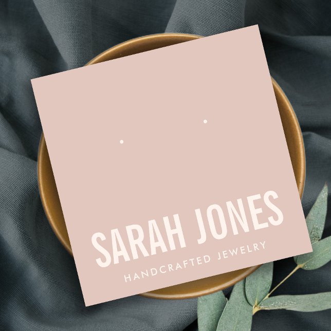 MINIMAL SIMPLE PINK BLUSH EARRING STUD DISPLAY SQUARE BUSINESS CARD (Creator Uploaded)
