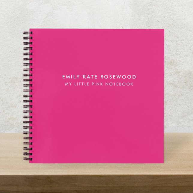 Minimal Simple Pink Monogram Name My Little Pin  Notebook (Creator Uploaded)