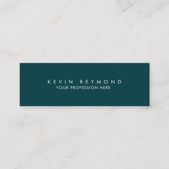 Minimal Simple Professional dark-teal Mini Business Card (Front)