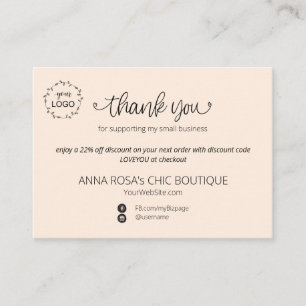 *~* Minimal Simple QR Thank You Branding Logo Enc Enclosure Card