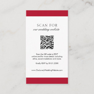 Minimal Simple Red Modern QR Code Wedding Enclosure Card