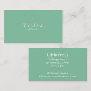 Minimal Simple Seafoam Green Modern Professional Business Card