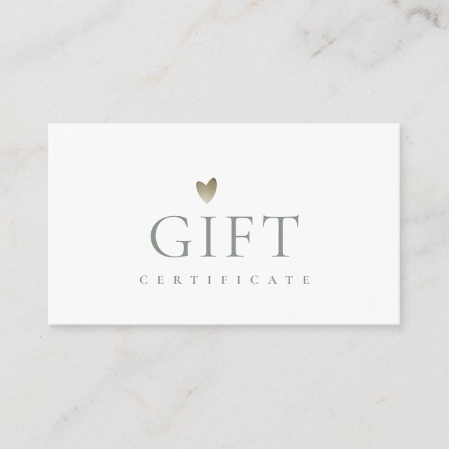 Minimal Simple Silver Foil Heart Gift Certificate (Front)
