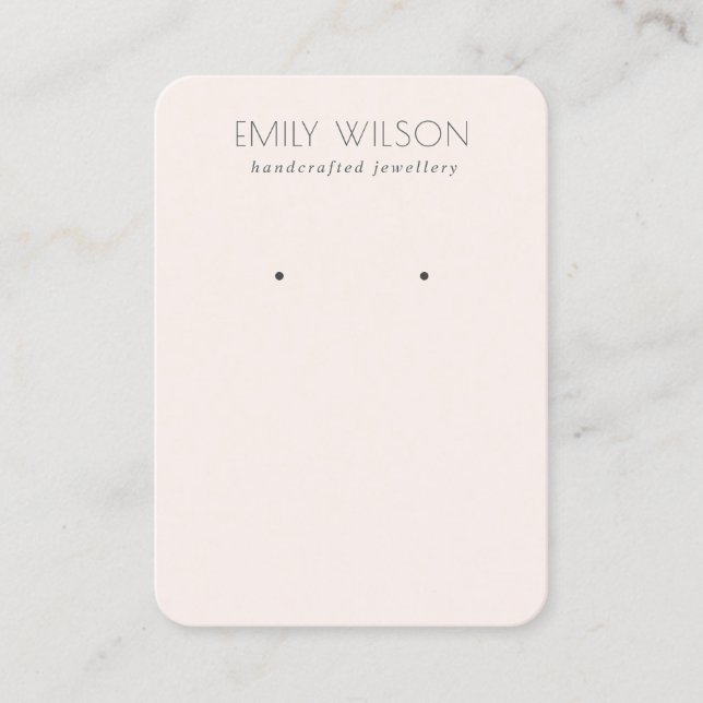 Minimal Simple Soft Blush Pink Earring Display  Business Card (Front)