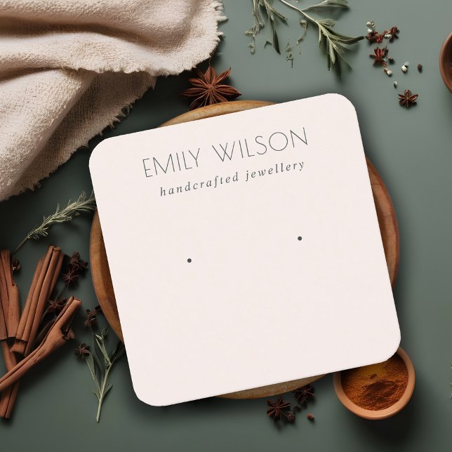 Minimal Simple Soft Blush Pink Earring Display Square Business Card (Creator Uploaded)