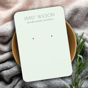 Minimal Simple Soft Green Aqua Earring Display Business Card
