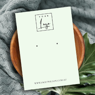 Minimal Simple Soft Green Aqua Earring Display Business Card