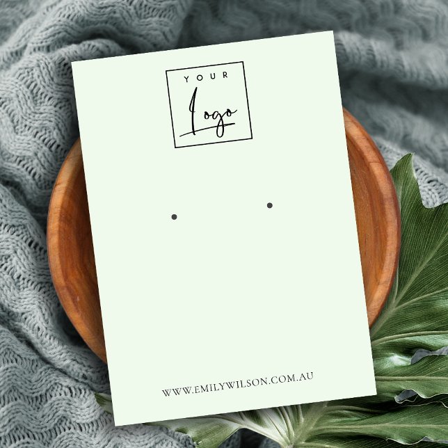 Minimal Simple Soft Green Aqua Earring Display Business Card (Creator Uploaded)