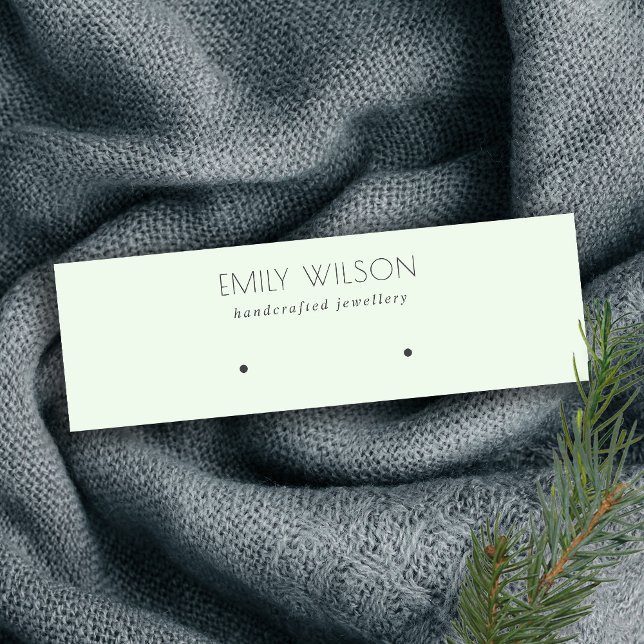 Minimal Simple Soft Green Aqua Earring Display Mini Business Card (Creator Uploaded)