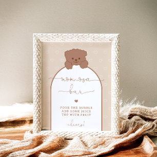 Minimal Simple Teddy Bear Baby Shower Mom-osa Bar Poster
