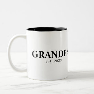 Minimal Simple Text Grandpa Established Est Year Two-Tone Coffee Mug
