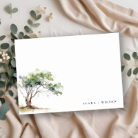 Minimal Simple Watercolor Botanical Tree Wedding