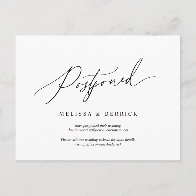Minimal simple, Wedding invitation Postponed Postcard (Front)