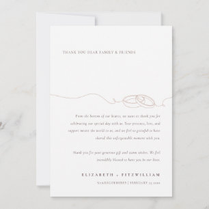 Minimal Simple Wedding Rings   Blush Pink Wedding Thank You Card