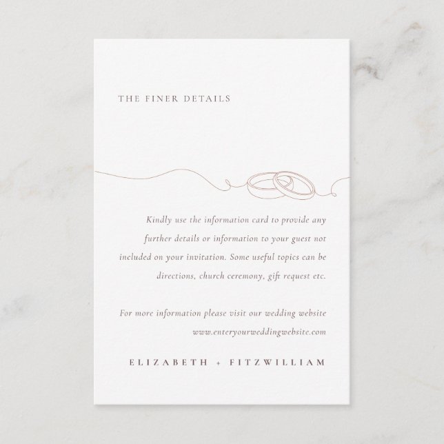 Minimal Simple Wedding Rings | Blush Wedding Info Enclosure Card (Front)