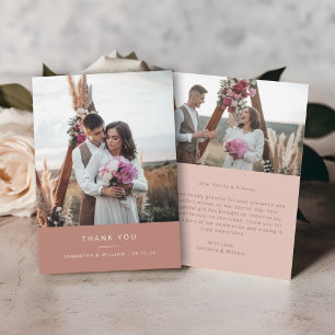 Minimal simple wedding thank you 2 pictures card