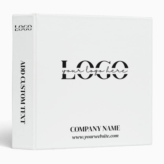 Minimal Simple White Business Logo Company Name Binder (Front/Spine)