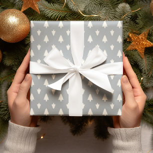 Minimal Simple White Christmas Tree Holiday Gift  Wrapping Paper