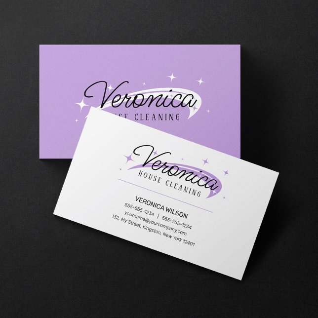Minimal Simple White Maid Cleaning Services Business Card (Creator Uploaded)