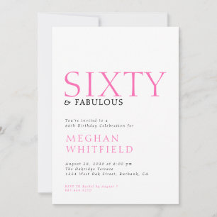 Minimal Sixty and Fabulous 60th Birthday Party Invitation