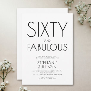 Minimal Sixty and Fabulous 60th Birthday Party Invitation