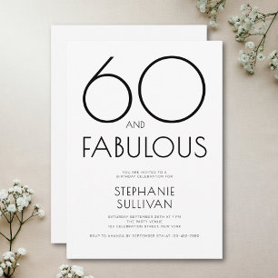 Minimal Sixty and Fabulous 60th Birthday Party Invitation
