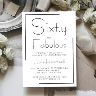 Minimal Sixty and Fabulous 60th Birthday Party Invitation