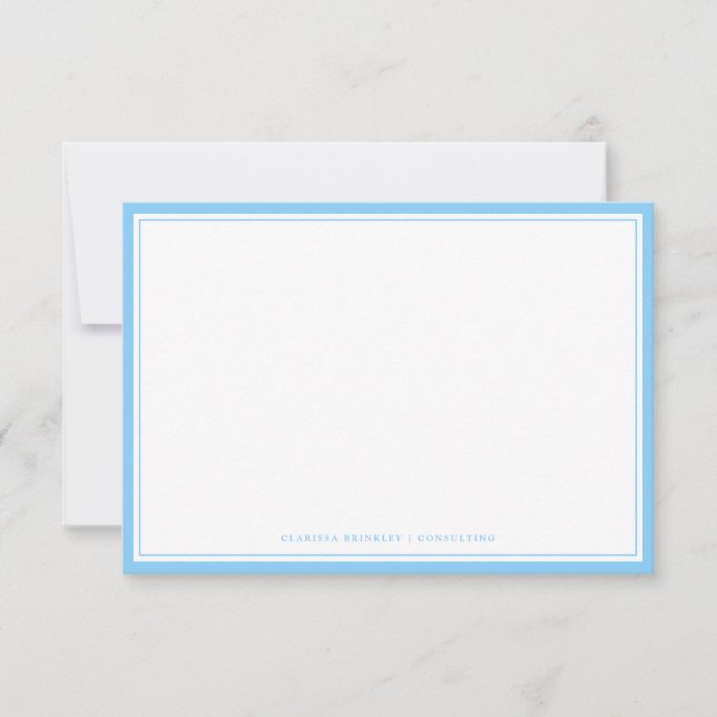 Minimal Sky Blue Flat Note Card (Front)