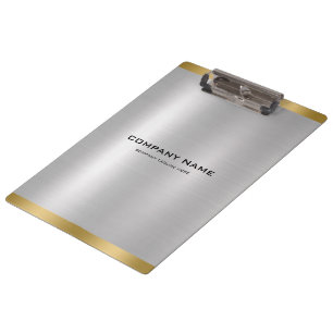 Minimal Slick Silver & Gold Metallic Texture Clipboard