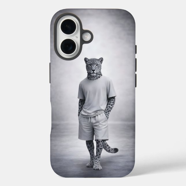 Minimal Snow Leopard Streetwear Illustration Case-Mate iPhone Case (Back)