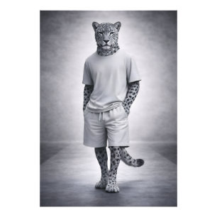 Minimal Snow Leopard Streetwear Illustration Photo Print