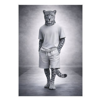 Minimal Snow Leopard Streetwear Illustration Photo Print