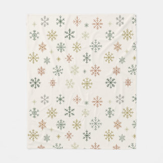 Minimal Snowflakes Seamless Pattern Fleece Blanket