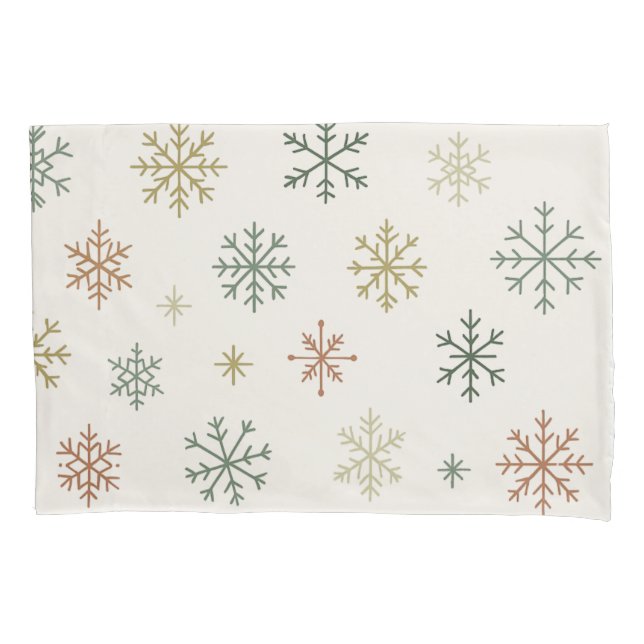 Minimal Snowflakes Seamless Pattern Pillowcase (Front)
